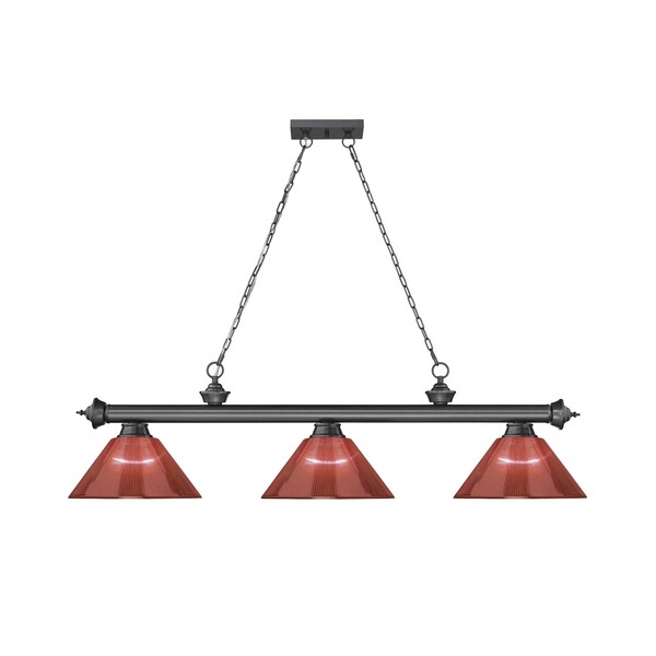 Cordon 3 Light Billiard, Bronze Plate And Burgundy